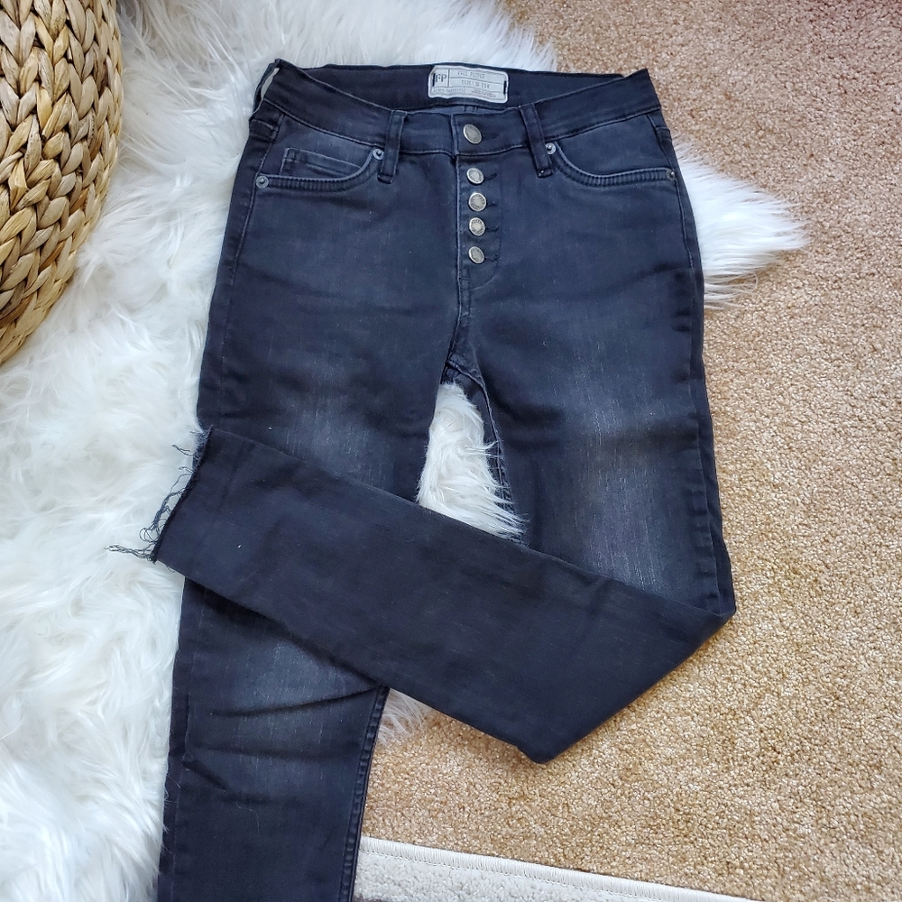 Free People black button fly jeans